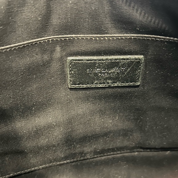 Yves Saint Laurent Black Leather Pouch with Red Patch - Picture 9 of 11